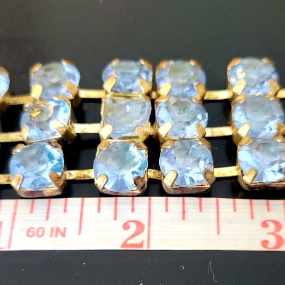 Vintage Womens Light Blue Acrylic Rhinestone Chain Belt - Picture 2 of 9